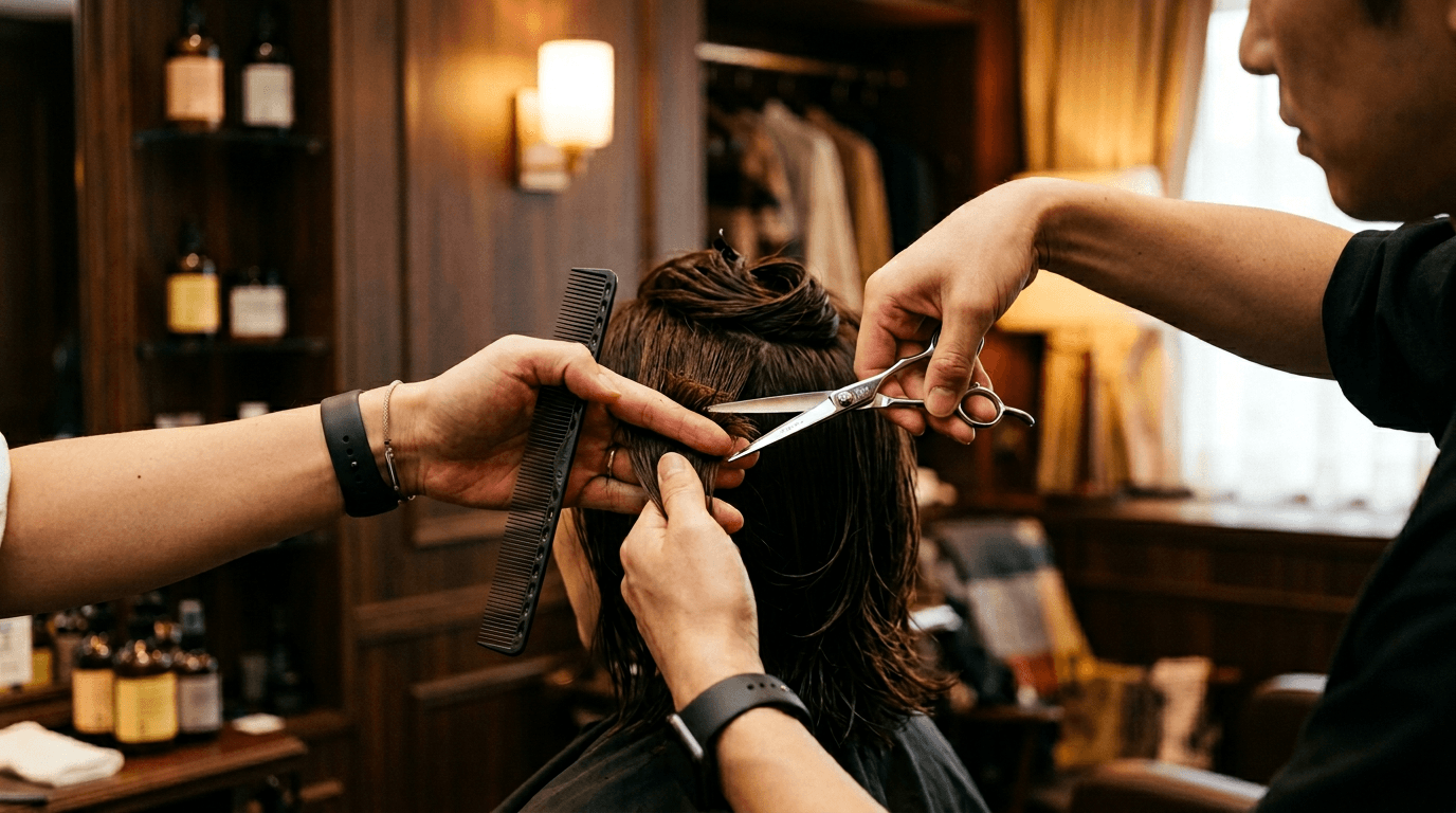 代表がカットしている手元のアップ