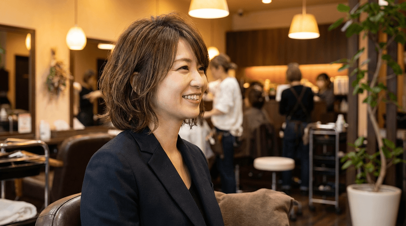 上品なヘアスタイルの仕上がり